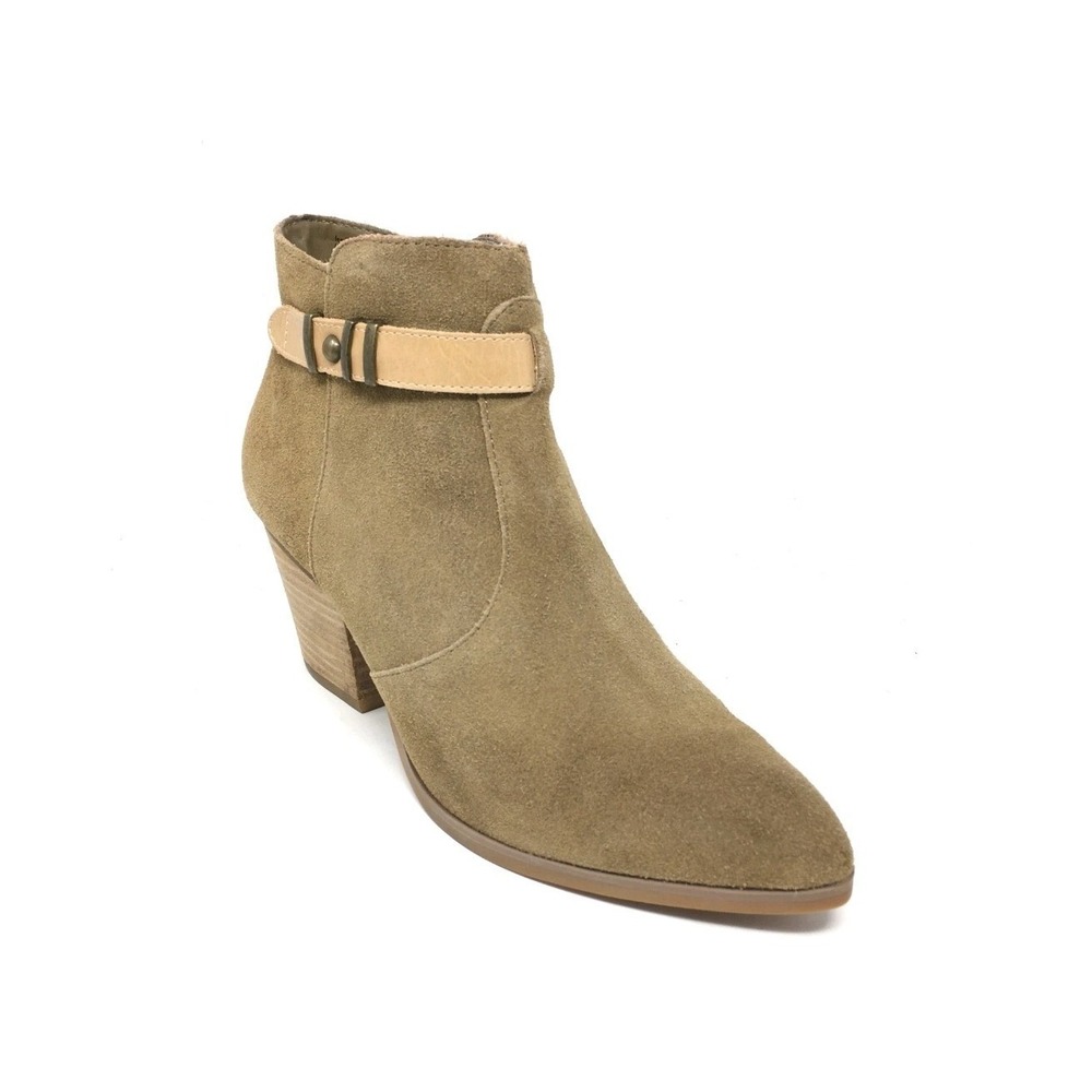 Seychelles Ankle Boots Tan Suede Pointed Toe Stacked Heel Size 8.5